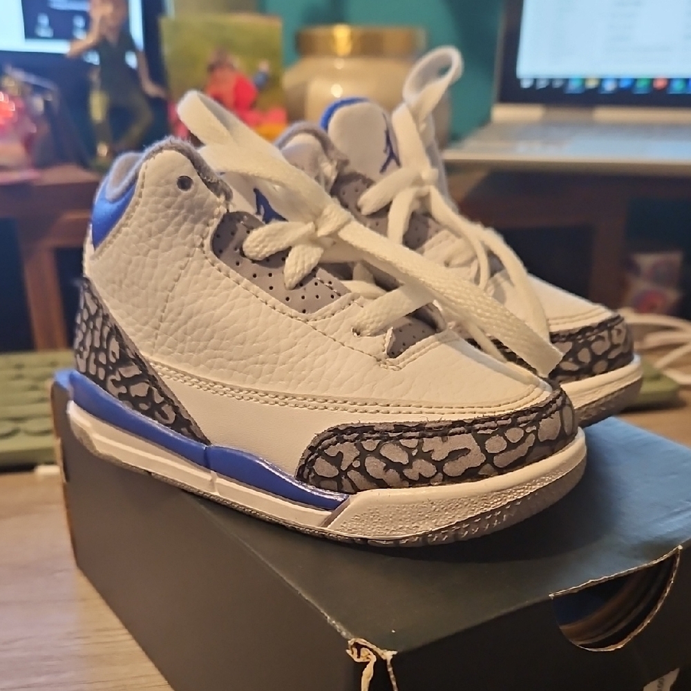 Kids White and Blue Sneakers